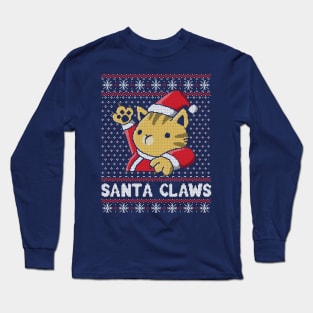 Xmas ugly sweater Cat Santa Claws Long Sleeve T-Shirt